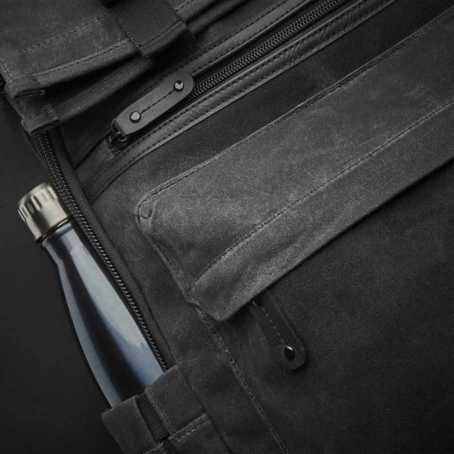 Elite Roll Top Canvas - 16in Notebook Backpack - Black