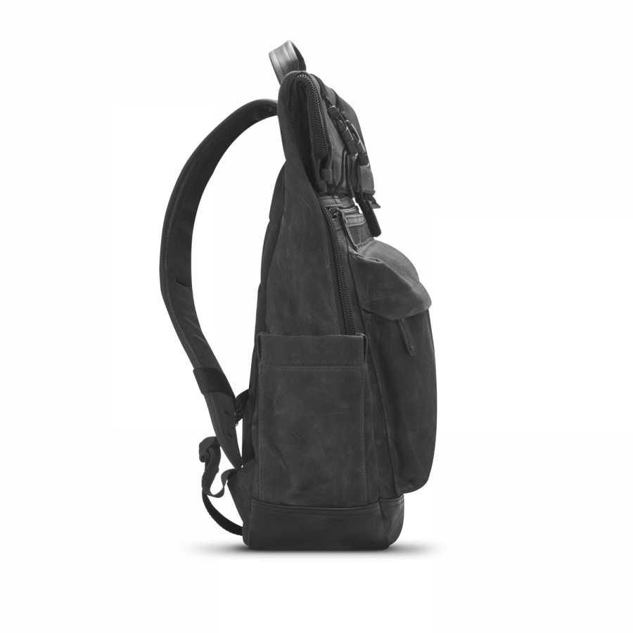 Elite Roll Top Canvas - 16in Notebook Backpack - Black