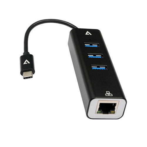Gigabit Ethernet Adapter USB-c Male To USB A Female X 3 Rj45 Black