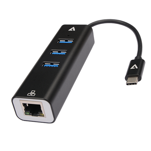 Gigabit Ethernet Adapter USB-c Male To USB A Female X 3 Rj45 Black