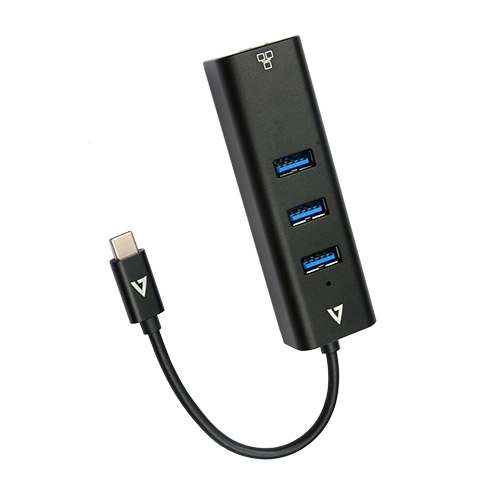 Gigabit Ethernet Adapter USB-c Male To USB A Female X 3 Rj45 Black