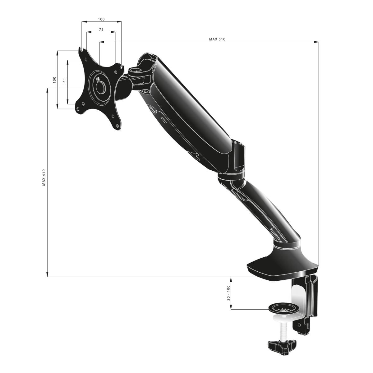 Gas Spring Desk Mount For Desktop Monitor (DS3001C-B1)