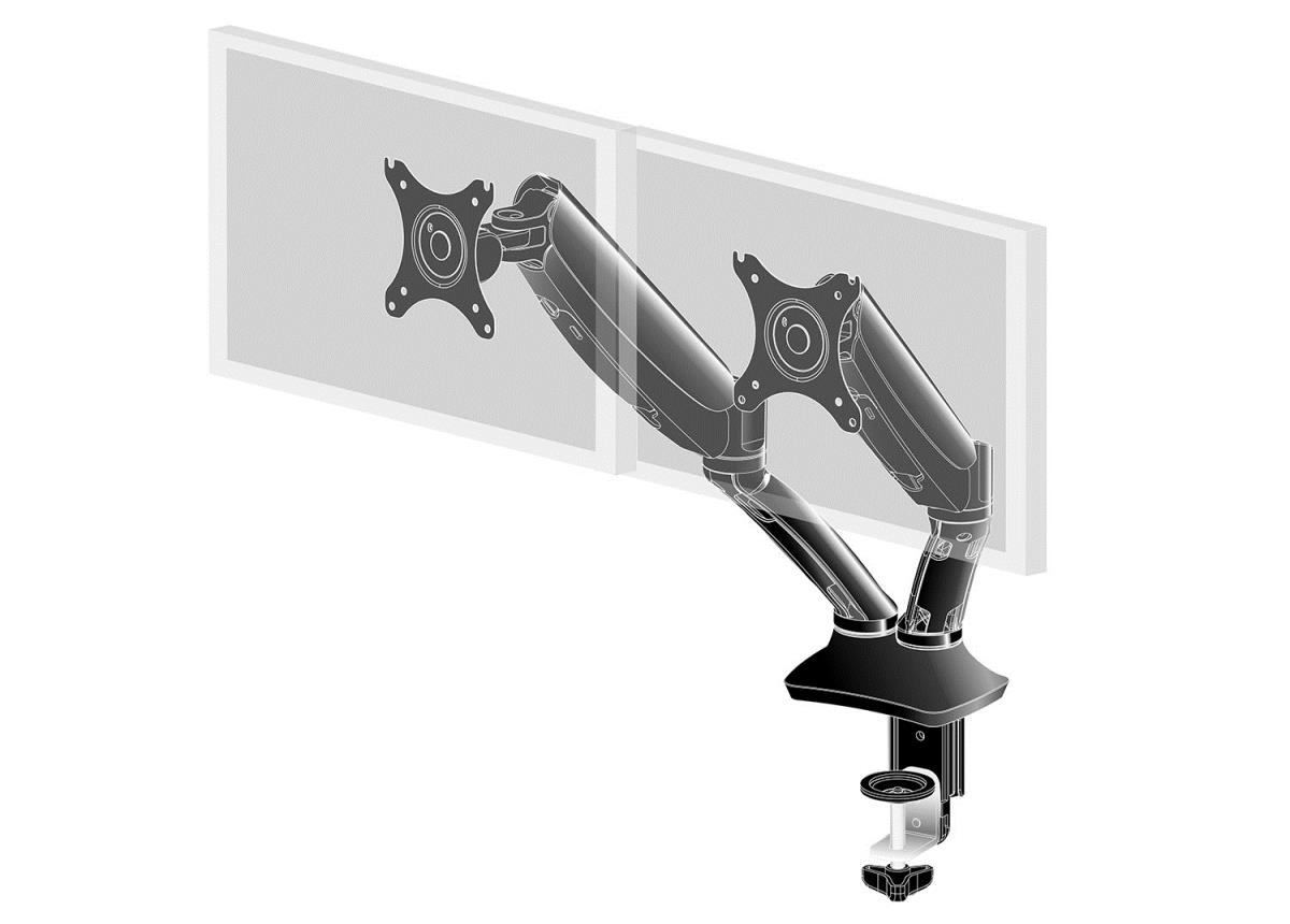Dual Gas Spring Desk Mounting Arm DS3002C-B1/ Black
