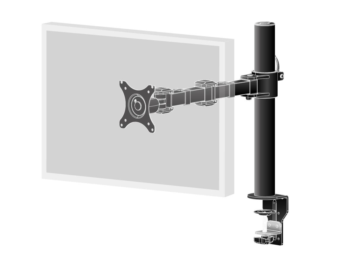Simple And Functional Single Desktop Arm DS1001C-B1/ Black