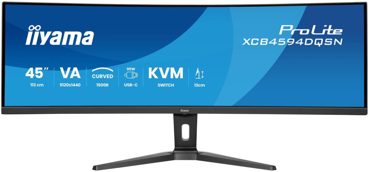 Desktop USB-C Monitor - ProLite XCB4594DQSN-B1 - 45in Curved 1500R - 5120x1440 (DQHD) - Black
