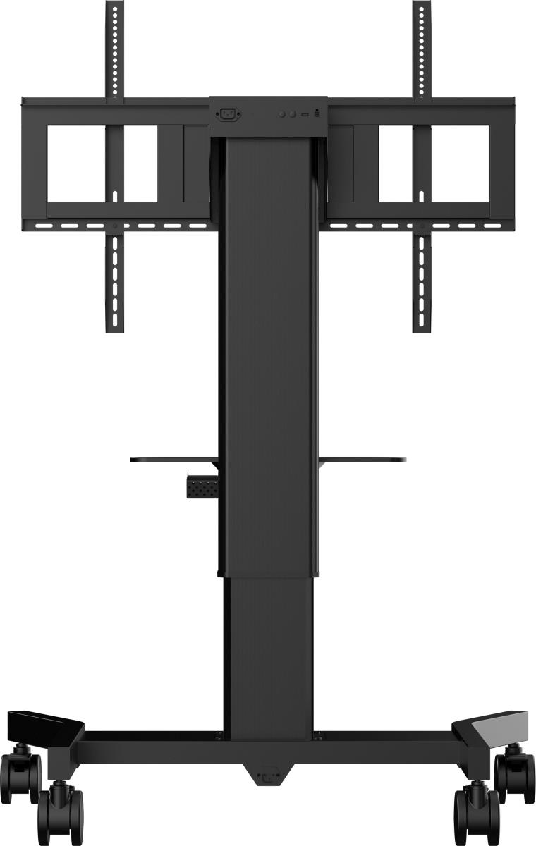 Single Column Electric Floor Lift On Wheels With Easy Mount Brackets And Laptop Shelf 43in-65in 800x600 mm