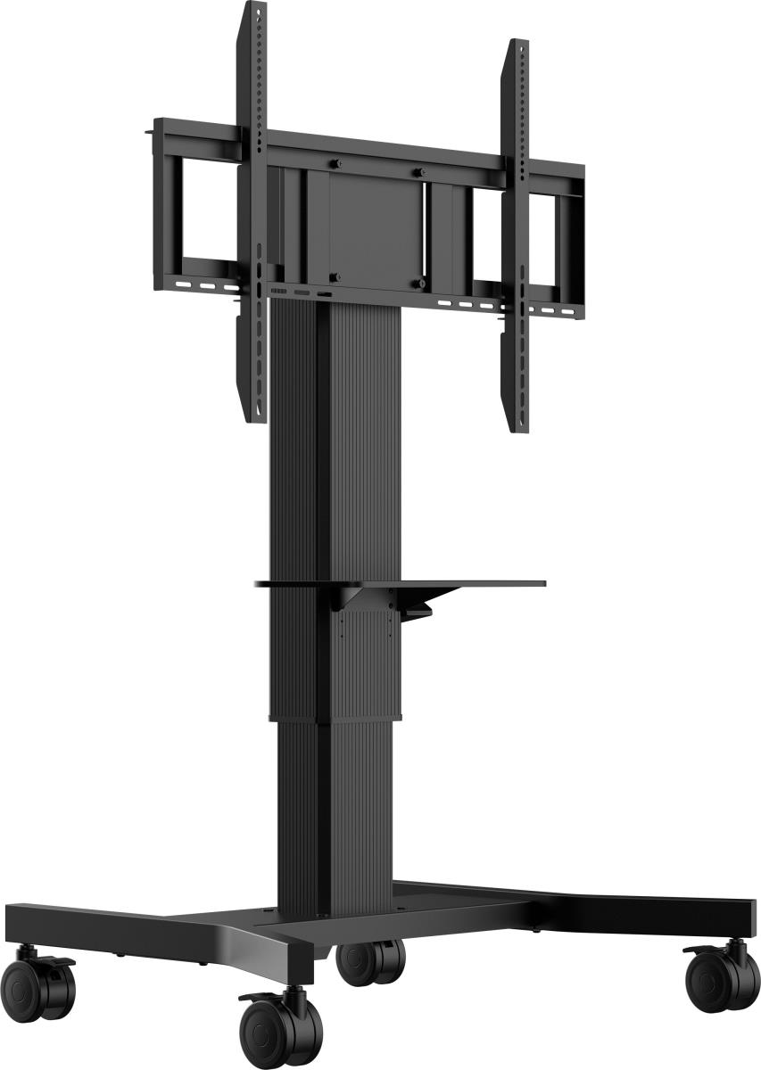 Single Column Electric Floor Lift On Wheels With Easy Mount Brackets And Laptop Shelf 43in-65in 800x600 mm