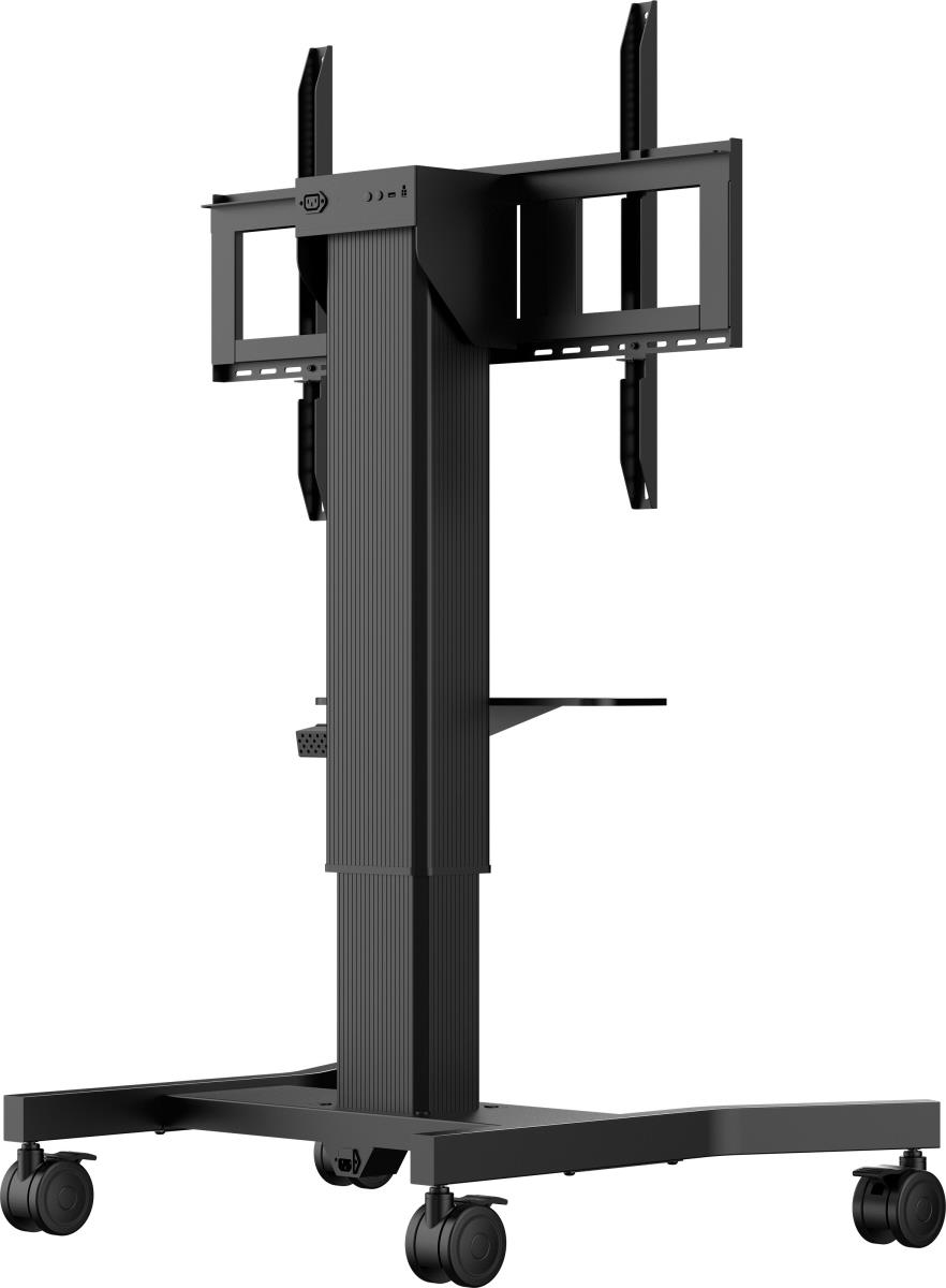 Single Column Electric Floor Lift On Wheels With Easy Mount Brackets And Laptop Shelf 43in-65in 800x600 mm
