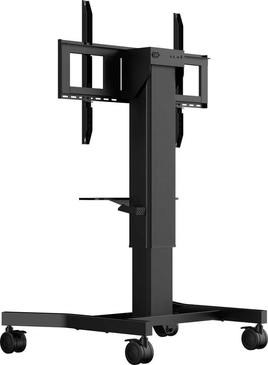 Single Column Electric Floor Lift On Wheels With Easy Mount Brackets And Laptop Shelf 43in-65in 800x600 mm