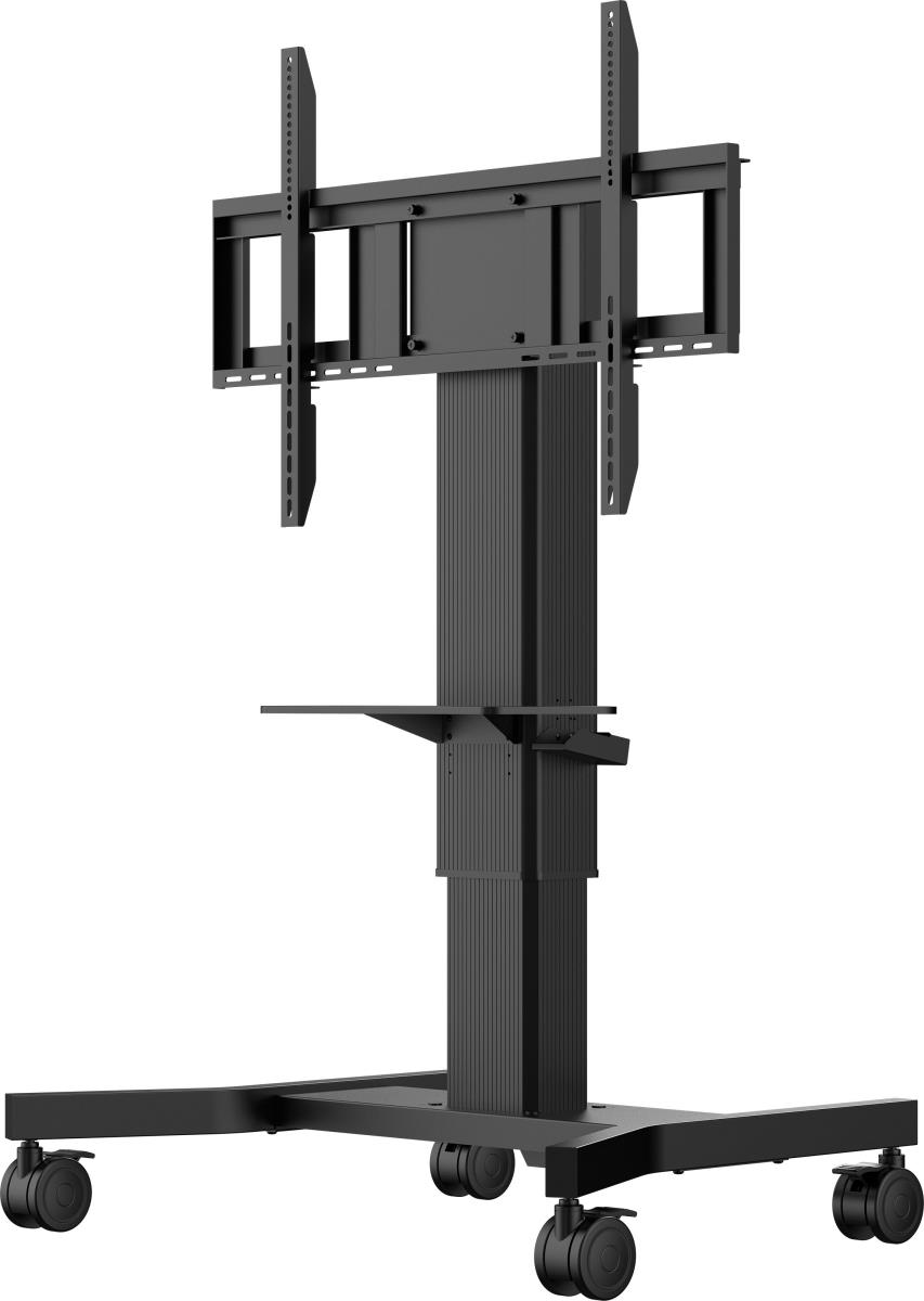 Single Column Electric Floor Lift On Wheels With Easy Mount Brackets And Laptop Shelf 43in-65in 800x600 mm