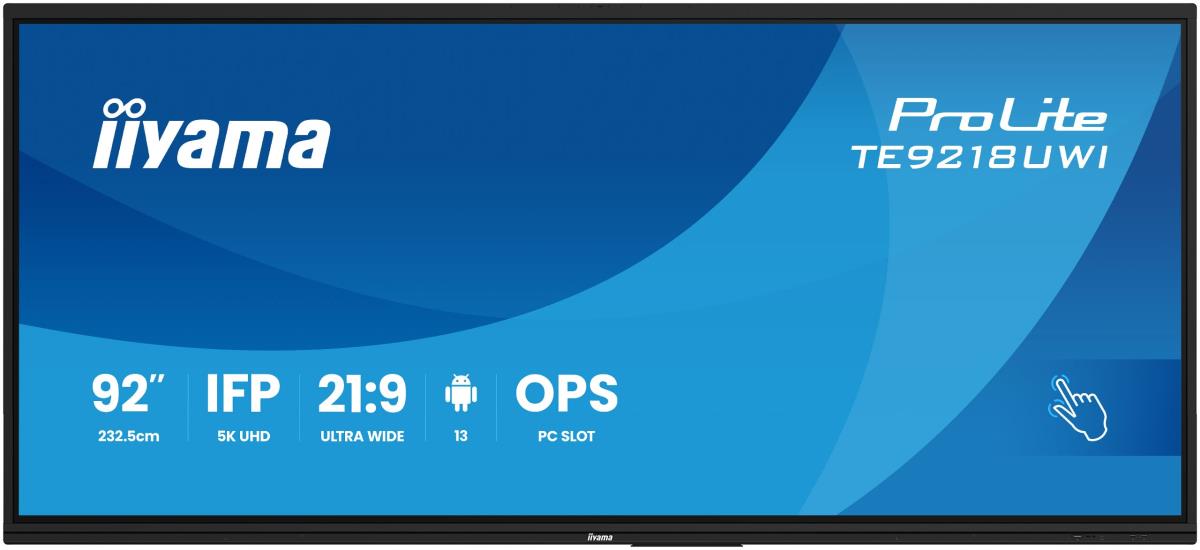 Large Format Display - Prolite TE9218UWI-B1AG - 92in Touch - 3840x2160 (UHD) - Black