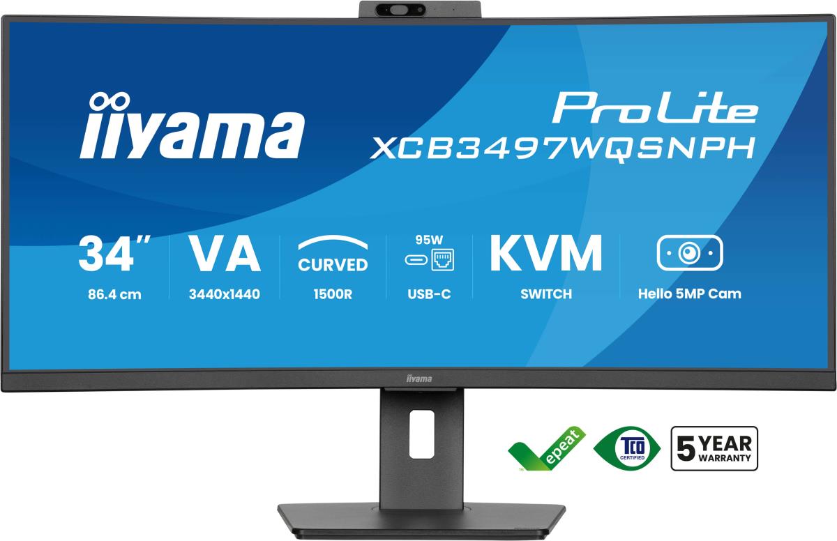 Desktop USB-C Monitor - ProLite XCB3497WQSNPH-B1 - 34in Curved - 3440x1440 (UWQHD) - Black
