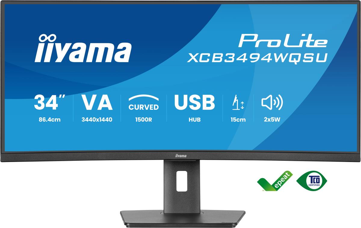 Desktop USB-C Monitor - ProLite XCB3494WQSU-B1 - 34in Curved - 3440x1440 (UWQHD) - Black