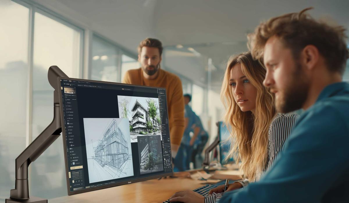 Ergonomic and Space-saving Support For Monitors up to 49in - Black