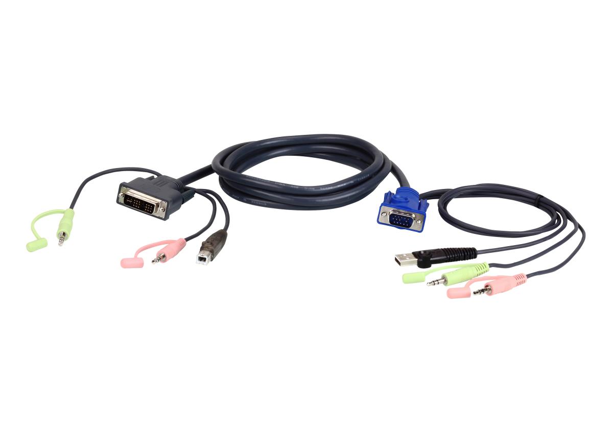 Vga To DVI-a KVM Cable With Audio USB 3m