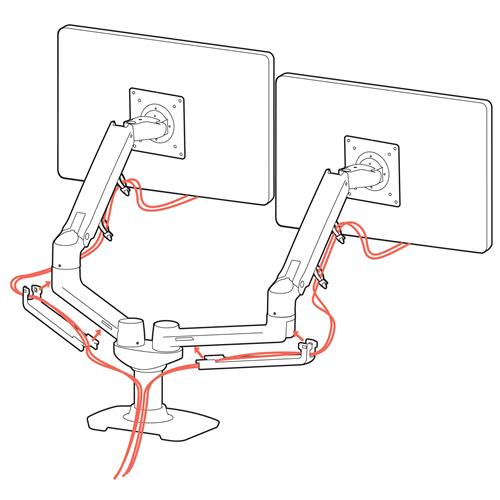 Monitor Mount - LX Dual Side-by-Side Arm - Desk - 2 monitor - Tilt/Pan/Rotate - up to 27in - Aluminium