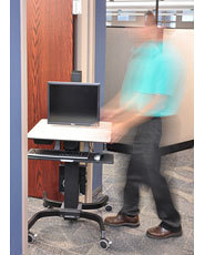 Workfit-c Sit-stand Workstation For Single Large Display Hd With Mobile Cart Base (black/grey)