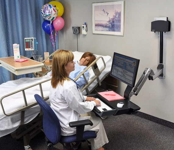 Styleview Sit-stand Combo System With Worksurface And Medium Cpu Holder (polished Aluminum)