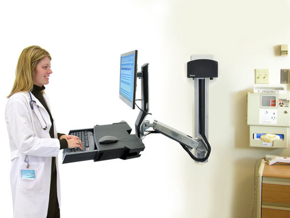 Styleview Sit-stand Combo System With Worksurface And Medium Cpu Holder (polished Aluminum)