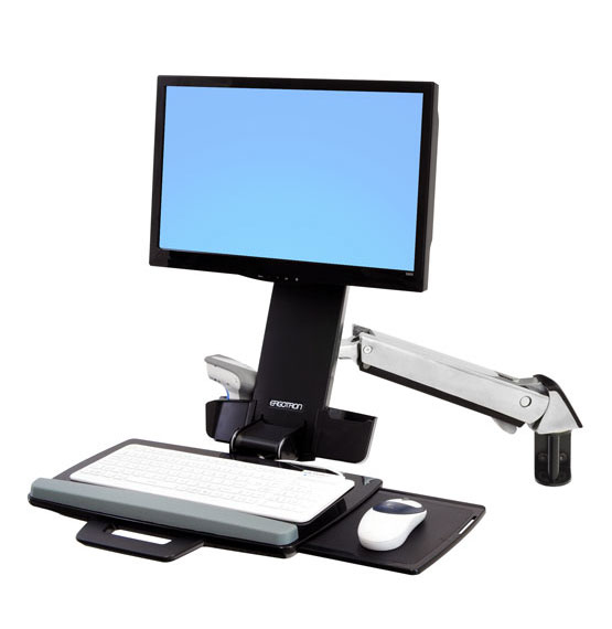 Styleview Sit-stand Combo System With Medium Cpu Holder (polished Aluminum)