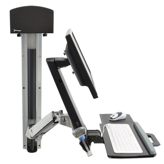 Styleview Sit-stand Combo System With Small Cpu Holder (polished Aluminum)