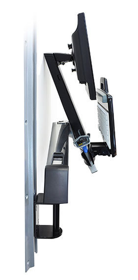 Styleview Sit-stand Combo System With Small Cpu Holder (polished Aluminum)