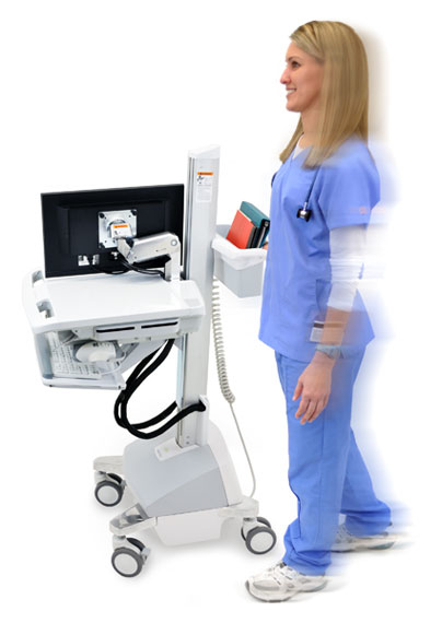 StyleView Cart with LCD Arm, LiFe Powered, Full-Featured Medical Cart White EU