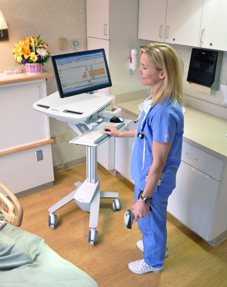 Styleview Emr LCD Cart Non-powered Arm (white Grey And Polished Aluminum)