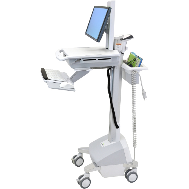 Styleview Emr Laptop Cart SLA Powered (white Grey And Polished Aluminum)