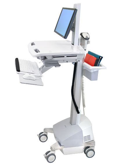 Styleview Emr LCD Cart SLA Powered Pivot (white Grey And Polished Aluminum)