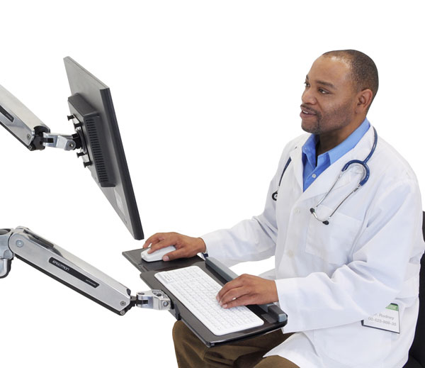 Lx Sit-stand Wall Mount Keyboard Arm (polished Aluminum)