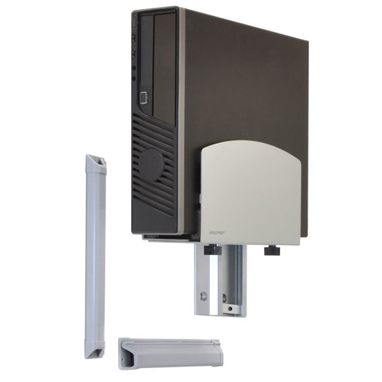 Lx Sit-stand Wall Mount System With Medium Cpu Holder (polished Aluminum Silver Cpu Holder)