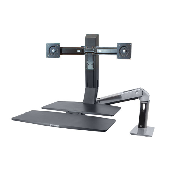 Monitor Mount - WorkFit-A - Desk - 2 monitor - with Worksurface - Pan/Rotate - Up to 24in - Aluminium