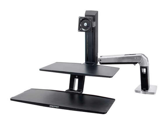 Monitor Mount - WorkFit-A - Desk - 1 monitor - LD Workstation with Suspended Keyboard - Tilt/Pan/Rotate - Up to 27in - Aluminiums