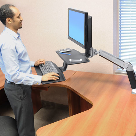 Monitor Mount - WorkFit-A - Desk - 1 monitor - LD Workstation with Suspended Keyboard - Tilt/Pan/Rotate - Up to 27in - Aluminiums