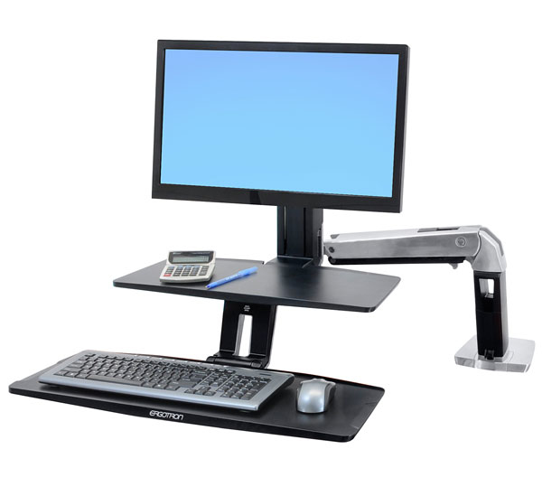 Monitor Mount - WorkFit-A - Desk - 1 monitor - HD Workstation with Suspended Keyboard - Tilt/Pan/Rotate - Up to 34in - Aluminiums
