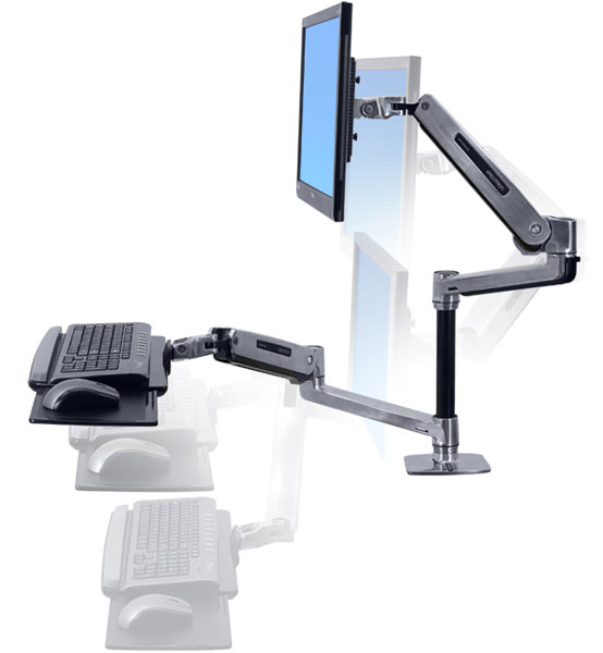 Workfit-lx Sit-stand Desk Mount System (polished Aluminum) (45-405-026)