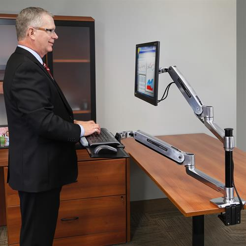 Workfit-lx Sit-stand Desk Mount System (polished Aluminum) (45-405-026)