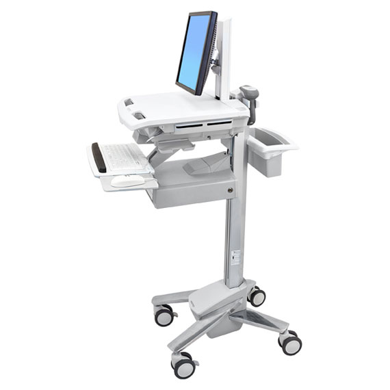 Styleview Cart With LCD Pivot Non-powered 1 Drawer (white Grey And Polished Aluminum)