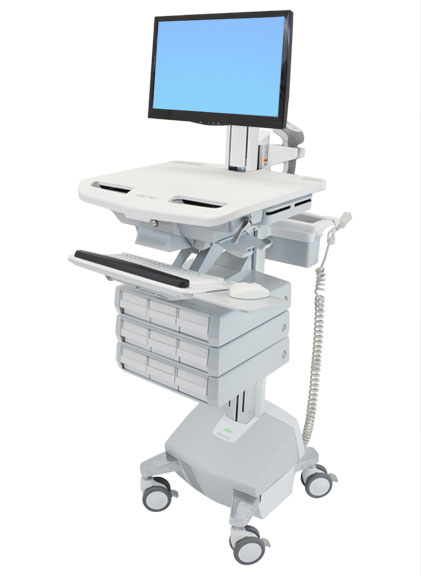 Styleview Cart With LCD Pivot LiFe Powered 9 Drawers (white Grey And Polished Aluminum) Eu/sa