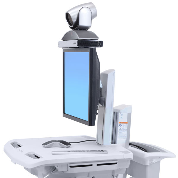 Styleview Telemedicine Cart Single Monitor SLA Powered (white Grey And Polished Aluminum) Eu