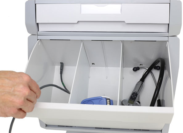 Styleview Telemedicine Cart Back-to-back Monitor SLA Powered (white Grey And Polished Aluminum) Eu