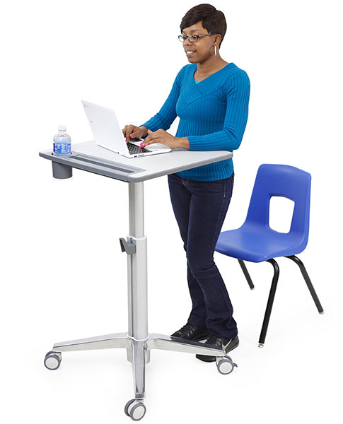 LearnFit Sit-Stand Student Desk (white/silver)