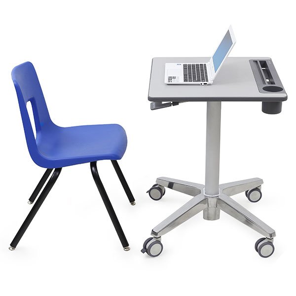 LearnFit Sit-Stand Student Desk (white/silver)