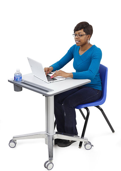 LearnFit Sit-Stand Student Desk (white/silver)