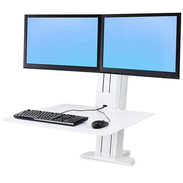 Monitor Mount - WorkFit-SR - Desk - 2 monitor - Sit-Stand Desktop Workstation - Tilt/Rotate - Up to 24in - White
