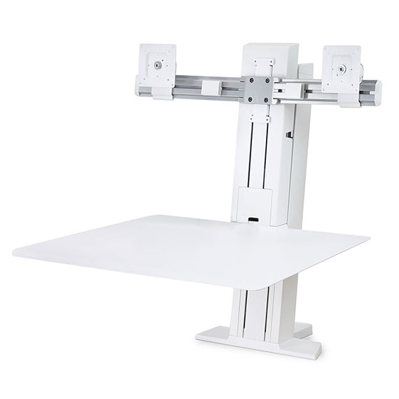 Monitor Mount - WorkFit-SR - Desk - 2 monitor - Sit-Stand Desktop Workstation - Tilt/Rotate - Up to 24in - White
