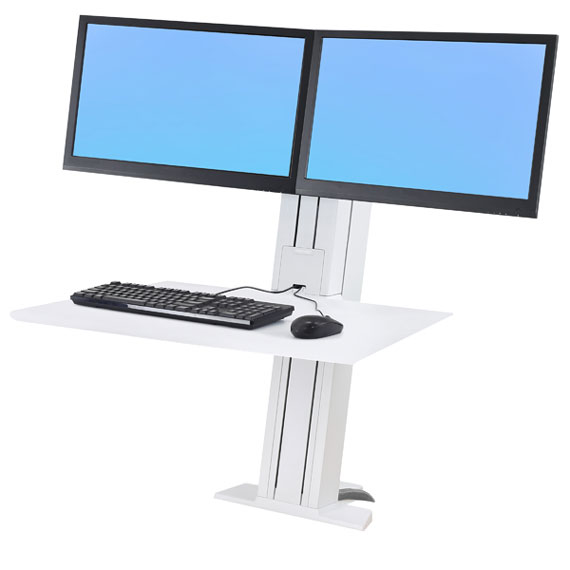 Monitor Mount - WorkFit-SR - Desk - 2 monitor - Sit-Stand Desktop Workstation - Tilt/Rotate - Up to 24in - White