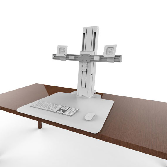 Monitor Mount - WorkFit-SR - Desk - 2 monitor - Sit-Stand Desktop Workstation - Tilt/Rotate - Up to 24in - White