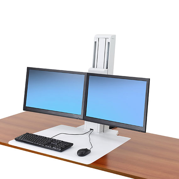 Monitor Mount - WorkFit-SR - Desk - 2 monitor - Sit-Stand Desktop Workstation - Tilt/Rotate - Up to 24in - White